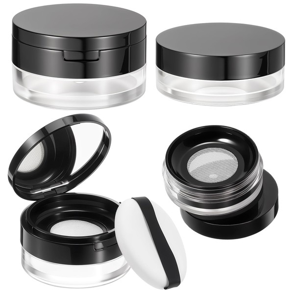 Mini Makeup Containers, 2 PCS Plastic Loose Powder Containers Refillable