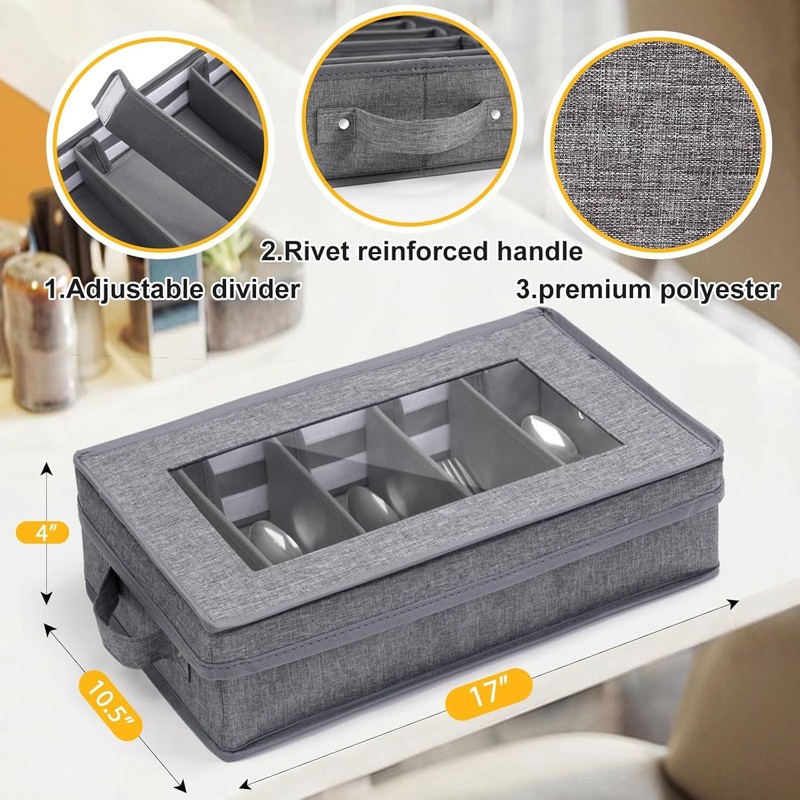 Silverware Storage Box 2 Pack, Flatware Storage Case, Utensil Storage