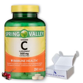 Spring Valley Vitamin C- 500 mg Supplement with Rose HIPS 250Ct, Boxed by Fusion Shop Store