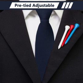 Mantieqingway 3.15'' Zipper Ties for Men Pre-tied Adjustable Navy Tie, Polyester Silk Clip on Men's Neckties for Wedding Office Graduation School Uniforms, 1 Pc