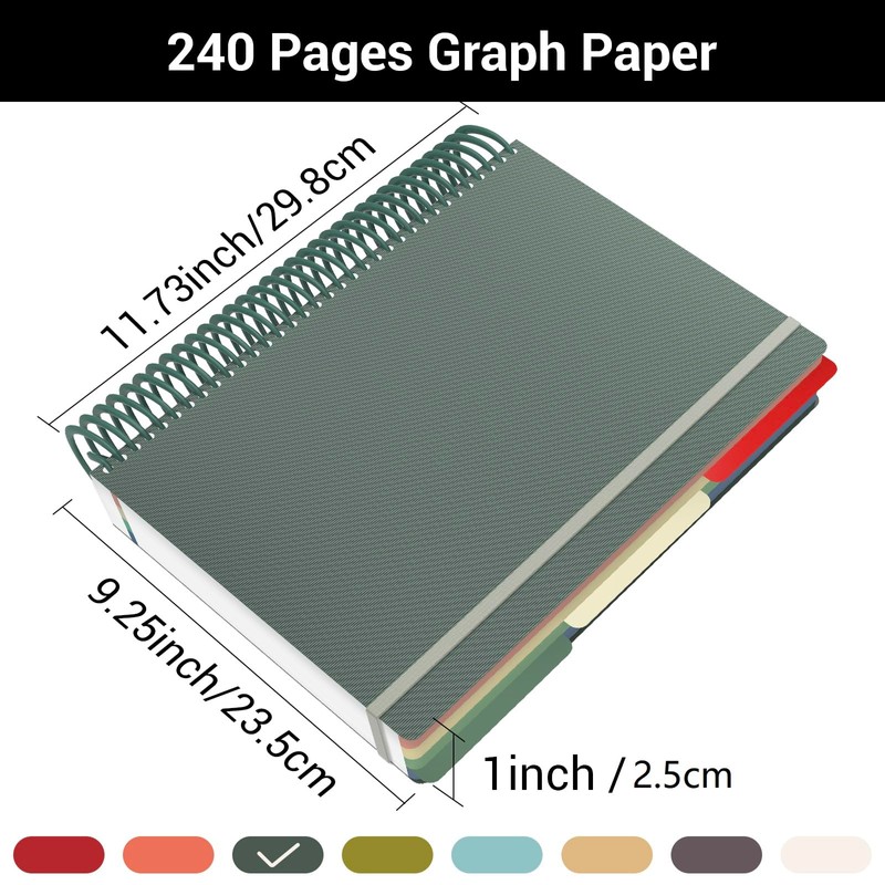 Yarotm Spiral A4 Notebook - Squared Paper Notebooks A4 Wirebound