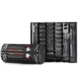 VMAN Electric Screwdriver Kit, 138 in 1 Precision Electric Screwdriver, 120 S2 Metal Magnetic Bits, LED Light, 3.7V Rated Voltage, Repair Tool Kit for Phone Watch Camera Laptop PC, Black-Red