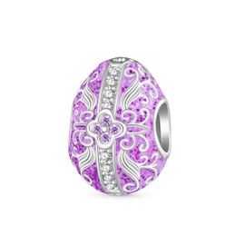 GNOCE Surprise Easter Egg Retro Pattern Charm Bracelet for Women, S925 Sterling Silver Dangle Charms for Women Wife, Valentine‘s Day, Mother’s Day Jewelry