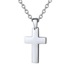 PROSTEEL Small Cross Pendant Necklace 316L Stainless Steel Crucifix Chain Women Men Gift