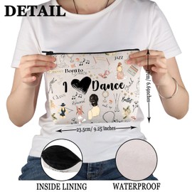 PYOUL Dancer Gift Dance Lover Makeup Bag Dancing Dance Theme Cosmetic Bag Dance S-tudent Dance Teacher Gift Zipper Travel Bag (Dance Lover Bag)
