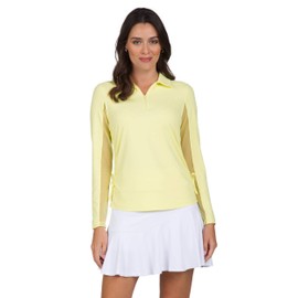 IBKUL Sun Protective UPF 50+ Icefil Cooling Tech Adjustable Length Long Sleeve Polo 48000 Butter Solid S