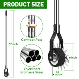 BlumWay 67 Inch Rotary Wheel Edge Trimmer, Rotary Shears, Manual Sidewalk Edgers, Length 23.6" to 67", Heavy Duty Stainless Steel Handle with Sharp Blades/Gloves