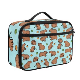 Parprinty Insulated Lunch Box for Kids Soft Cute Capybara Lunch Bag for Girls Boys Leakproof Small Compact School Lunch Tote with Inner Pocket Lightweight Reusable Durable Lunchbox for Picnic Travel