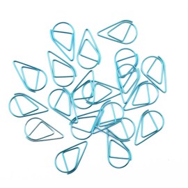 100Pcs Small Golden Paper Clips, Water Drop-Shaped Paperclips Bookmarks for Office Stationery Document, Memo, Poster, Photo (Blue)