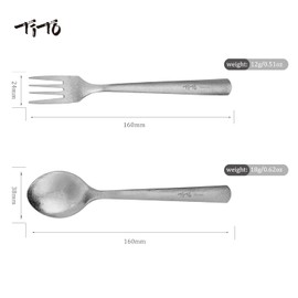TiTo Titanium Bright Colorful Ultra Lightweight Titanium Camping Utensil Set Eco-Friendly Titanium Spork Spoon for Backpacking Hiking Outdoors (Titanium)