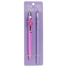 Stands Out, Supplying Outstanding Gifts Flamingo Animal Pen and Pencil Set Kids Charm Topper School Stationary Kits Gift