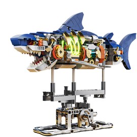 CAXIMSY Shark Building Block Toy, A Shark Toy with a Stand that Can Rotate, A Unique and Creative Gift for Adults or Boys (687+PCS)