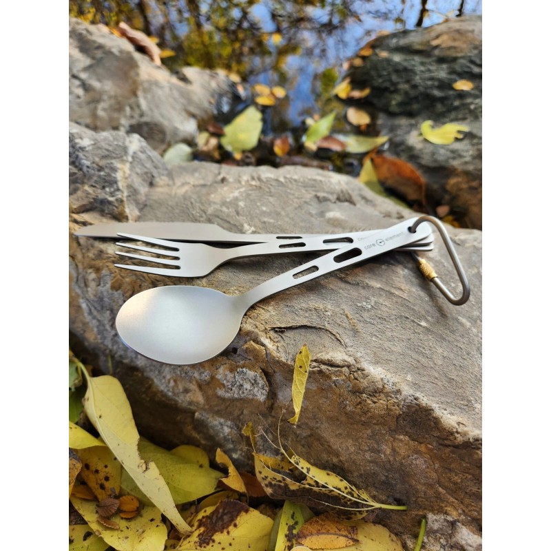 Core Element 100% Titanium Three-piece Utensil Set Fork Knife Spoon