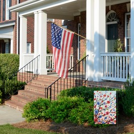 Louise Maelys 4 of July Garden Flag Red and Blue Floral Tree Us America 12x18 Inch Double Sided Stars and Stripes Small Burlap Yard Sign Outside Outdoor House Independence Day Decor
