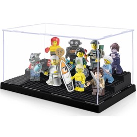 lomonmen Acrylic Display Case, Mini Figures Display Case, 3-Layer Acrylic Box, Transparent, Dustproof for Building Blocks for Mini Figures, Action Figures, Blocks, Collectibles (White, 25.5 x 15.5 x