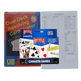 Bicycle Lot 3 Bicycle Canasta Playing Card,Revolving Rotating Tray& Classic 50 Score Pad