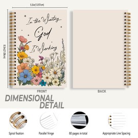 Foritho Christian Floral Notebook, Bible Verse Wildflowers Neutral Journal, Religious Prayer Journal for Writing, Scripture In the Waiting God Is Working Spiral Notebook 5.5x8.3 Inch