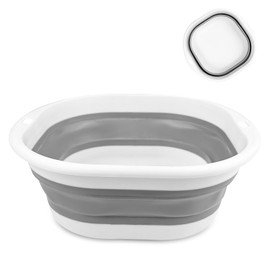 Chiluxendo Washing Bowl, Foldable Bucket, Foldable Tub, Washing Bowl, Portable Sink, Bowl Sink Sink, Cleaning Bucket, Foldable Space Saving Plastic Washing Tub, Folding Bucket (Grey, 1)