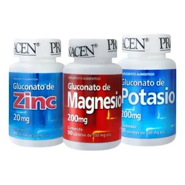 Gluconato De Potasio, Magnesio Y Zinc Pronacen (3 Frascos)