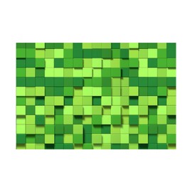 ZZBYSM 6X4FT Cube Pattern Photo Backdrop Green Square Party Photography Background Event Decoration Backdrop Cartoon Theme Birthday Party Wedding BY316