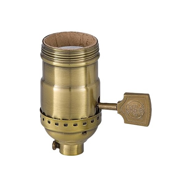 B&P Lamp® Solid Brass Antique Brass Finish Medium Base On/Off