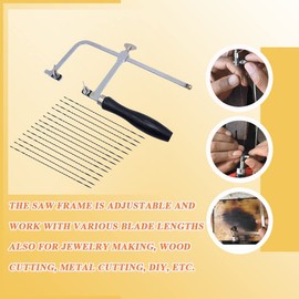 Multi-Purpose DIY Universal Jewellers Saw Frame Set Adjustable with 12 Blades Professional Jewelry Making Kit,Mini Saw, Hacksaw, Bow Saw, Plastic Pipe, Woodworking, Light Metal