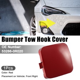 ACROPIX Car Front Right Bumper Towing Tow Eye Hook Cover Cap Fit for Toyota Rav4 2009-2012 NO.53286-0R020 - Pack of 1 Red