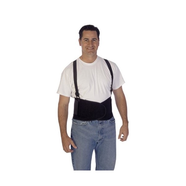 Liberty Glove & Safety 1908L DuraWear Plain Back Support Belt with Attached Suspenders, Large, Black