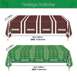 PIXHOTUL Football Tablecloth Football Party Decorations Plastic Touchdown Table Cover Football Print Table Decor for Football Theme Birthday Party Football Gameday Tailgate Party 51 X 86in, 4 Pack