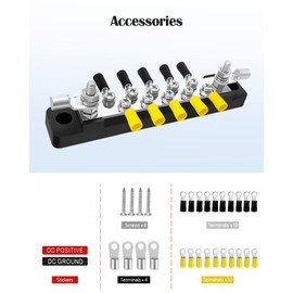 LENKRAD Common 150A BusBar - 10 Terminal Power Distribution Block Bus Bar, 10 Way 8/32" Screws, 2 Way 1/4" Studs, 2 Packs