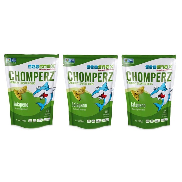 SeaSnax, Chomperz, Crunchy Seaweed Chips, Jalapeno, 1 oz (30 g)
