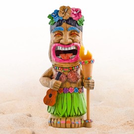 Darware Tiki Queen Solar Garden Statue, Solar-Powered Hawaiian Luau Party Pool Tiki Bar and Garden Decor