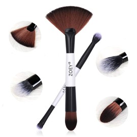 Double Ended Conformation Brush Double Side Professional Makeup Brush Set Foundation Brush & Eye Shadow Brush & Smudge Brush Vegan Brush & Cruelty Free (White Handle, 2 Pieces)