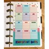 Handmade Important Dates 2 Sided Dashboard Insert for use with