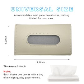 Ohleats Car Tissue Holder, Leather Sun Visor Napkin Holder, Auto Backseat Tissue Mask Case Dispenser for Most Vehicles, Universal Interior Car Accessories Hanging Tissues (Beige)