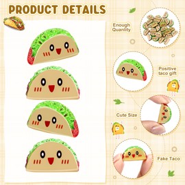 Briwooody 20 Set Cute Resin Positive Taco Emotional Support Gifts Bulk Taco Lover Ornament with Glue Point for Employee Office Team Food Service Appreciation Gifts Registered Dietitian Gift
