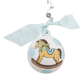 Glory Haus Blue Baby's 1st Christmas Rocking Horse Ornament - Hand-Painted Ceramic, Perfect for Holiday Decor, Baby's First Christmas 2023, Kitchen Decor, Collectible Christmas Tree Ornaments