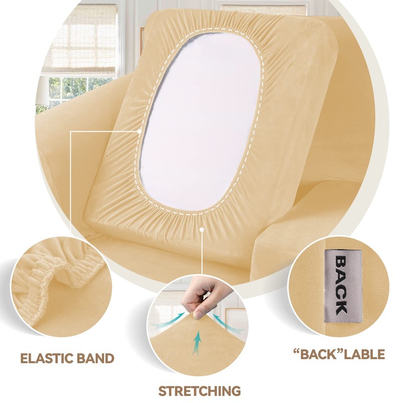 WEERRW 4 Pieces Velvet High Stretch Couch Covers for 3