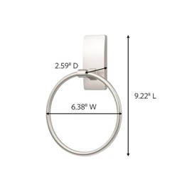 Command Hand Towel Holder Satin Nickel with Water Resistant Command Strips, Rust Resistant Bathroom Organizer, Holds up to 5 lbs, Large