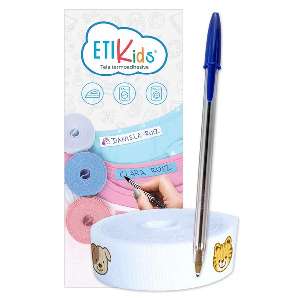 ETIKIDS Fabric for labelling clothes. Label roll + pen to