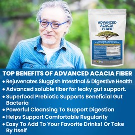 Advanced Acacia Fiber Powder 2.5 Ibs (40oz) Organic Soluble Fiber Leaky Gut Repair Powder. Natural Supplement Prebiotic for Gut Repair