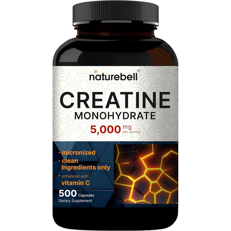 NatureBell Creatine Monohydrate Capsules 5,000mg Per Serving, 500 Count |
