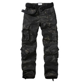 TRGPSG Men's Lightweight Hiking Pants Outdoor Ripstop Wild Cargo Pants Multi-Pocket Military Army Camo Casual Work Trousers
