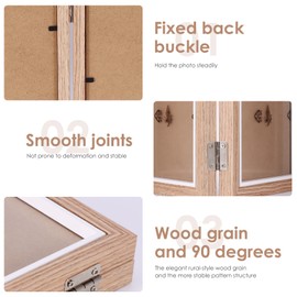 Picture Frame for 4 Photos 10 x 15 cm, Foldable Picture Frame Collage, Made of MDF Wooden Picture Frame, Picture Frame, Multiple Pictures, 3D Picture Frame for Filling for Vertical Standing on the