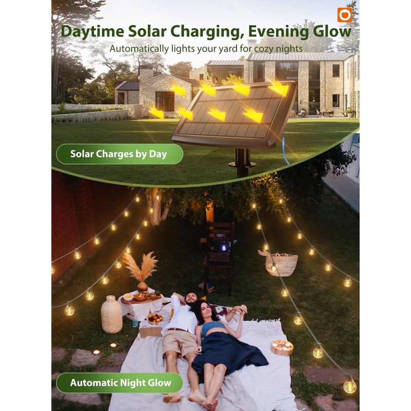 addlon 100FT Solar String Lights Outdoor with Remote, 54 LED