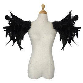 keland Herren Gothic Feder Epauletten Shrug Umhang Schulterklappen Schulterschmuck Federschultern Flügel Schulter EIN Paar (Schwarz)
