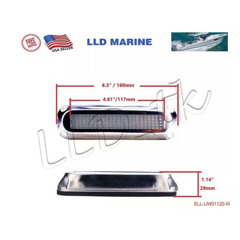 LLD_TK 120 Blue LED Underwater Light Boat Marine Yacht Stainless
