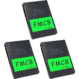 Skywin FMCB Free McBoot Card v1.966 for PS2 (3 Pack) - Plug and Play PS2 Memory Card - 64 GB Memory Card PS2 Runs Games in USB Disk or Hard Disk