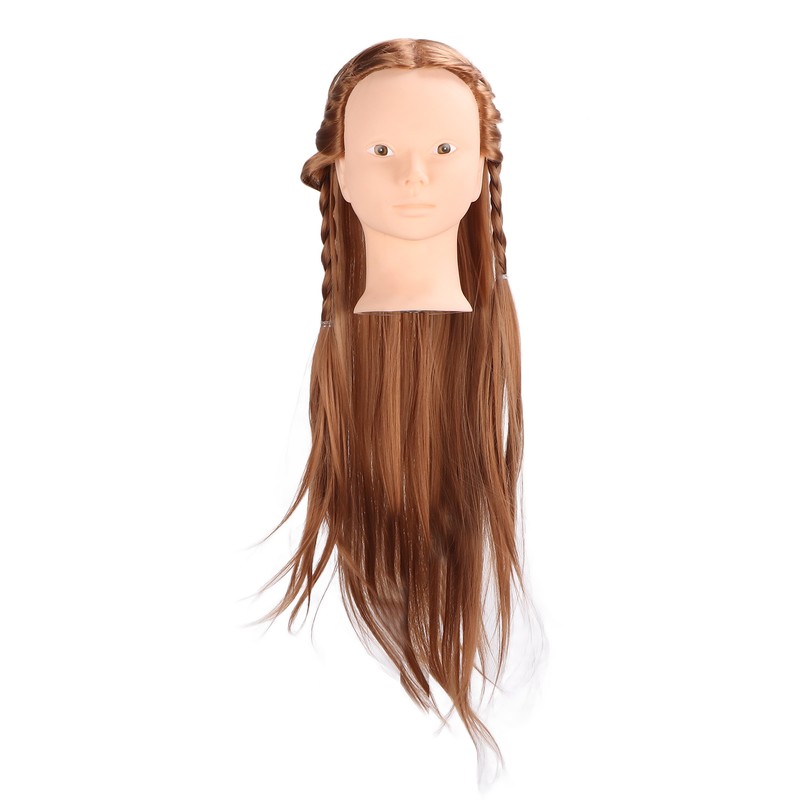 Long Hair Mannequin Head Light Brown Hairdresser Practice Training Head