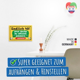 DankeDir! Endlich 40 mimimi - Kunststoff Schild 30 x 20 cm - 40. Geburtstag Geschenk Geburtstagsgeschenk 40er Männer & Frauen - Geburtstagsdeko Partydeko Geburtstagskarte Geschenkidee 40 Jahre